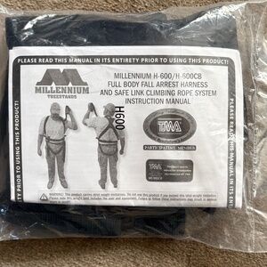 Millennium H-600 Full Body Fall Arrest Harness & Safe Link Climbing Rope – New
